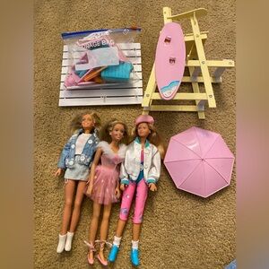 Vintage Maxie and Friends dolls and surf watch set